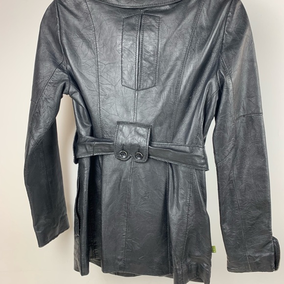 Women’sVintage Sonia & Kyo Black Leather Double-Breasted Jacket - Picture 2 of 11